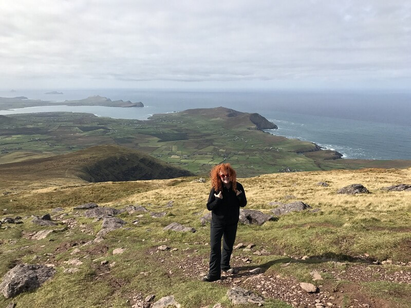 Jill Gleeson standing on Mt. Brandon in Ireland
